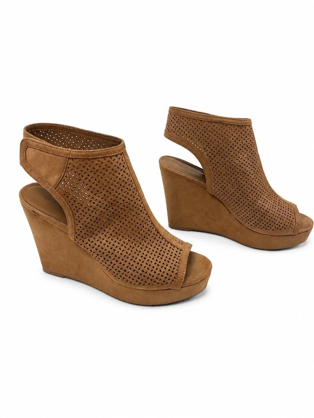 Indigo Perforated Open Toe Wedge Sandal